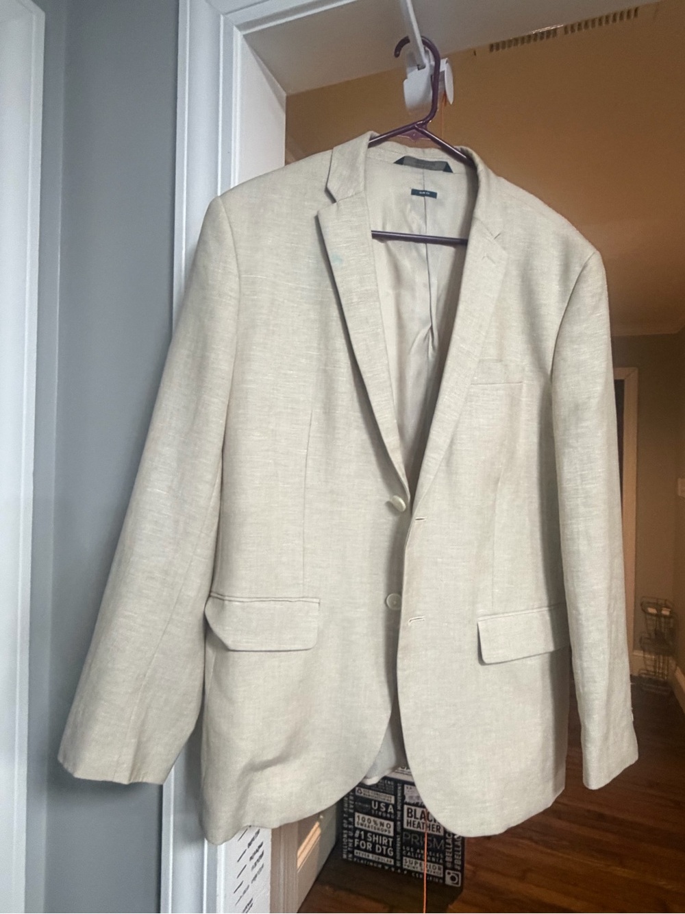 Men's Cream Linen Blend Blazer - Classic Single-Breasted Style